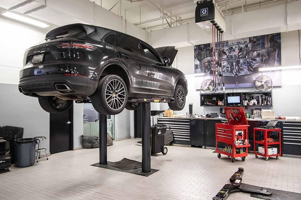 Black Porsche Servicing at DME Auto Dubai