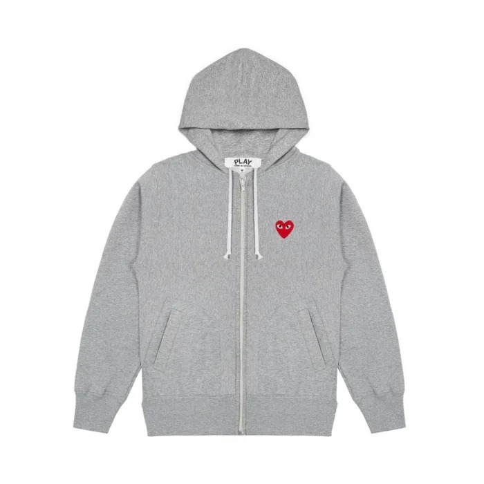 Comme des Garcons Hoodie Grey Multi Heart – Zip up