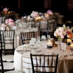 party table and chairs setuped for an event