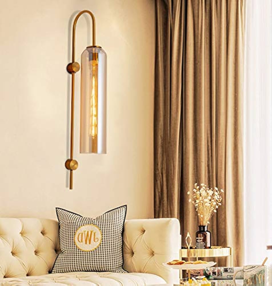 Glass and Brass Wall Lights