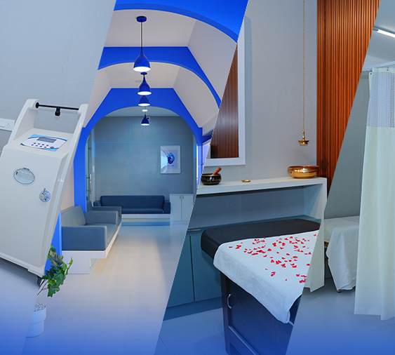 The image shows a room with a bed, desk area