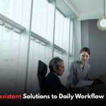 Virtual assistant managing emails on laptop