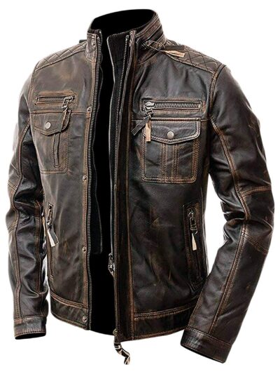 Mens Distressed Leather Jacket