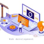 web-development-concept-in-3d-isometric-design-designer-works-with-code-interface-engineering-programming-settings-and-optimizes-pages-template-with-people-scene-illustration-for-webpage-vector