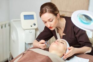 Cosmetologist Dermatologist Makes A Woman A Procedure Bio Oxidat
