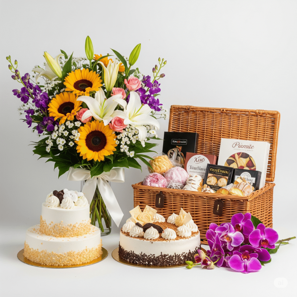 flower hampers and cakes