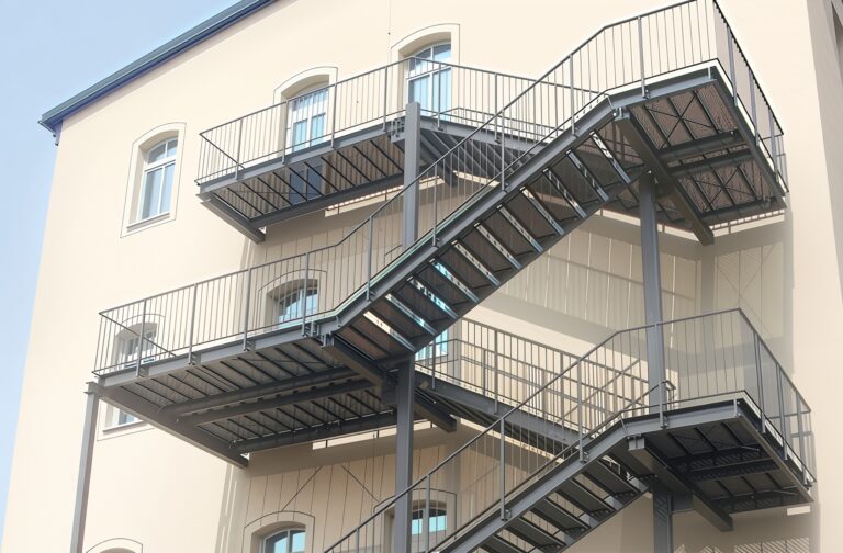 Modern fire exit stair ensuring safe emergency evacuation in buildings