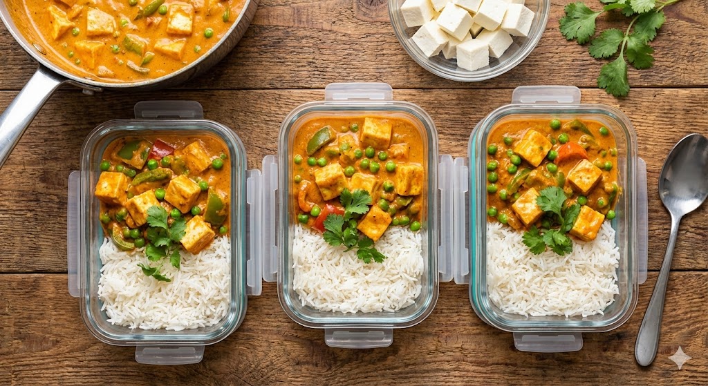Easy Homemade Paneer Curry Meal Prep Bowls