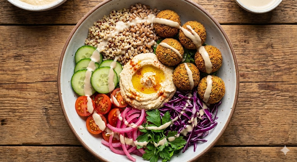 Falafel Buddha Bowl with Hummus & Grains Recipe