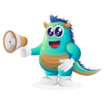 cute-blue-monster-holding-megaphone-vector
