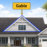 Diagram showing what is a gable on a house, highlighting the triangular wall section beneath a gable roof