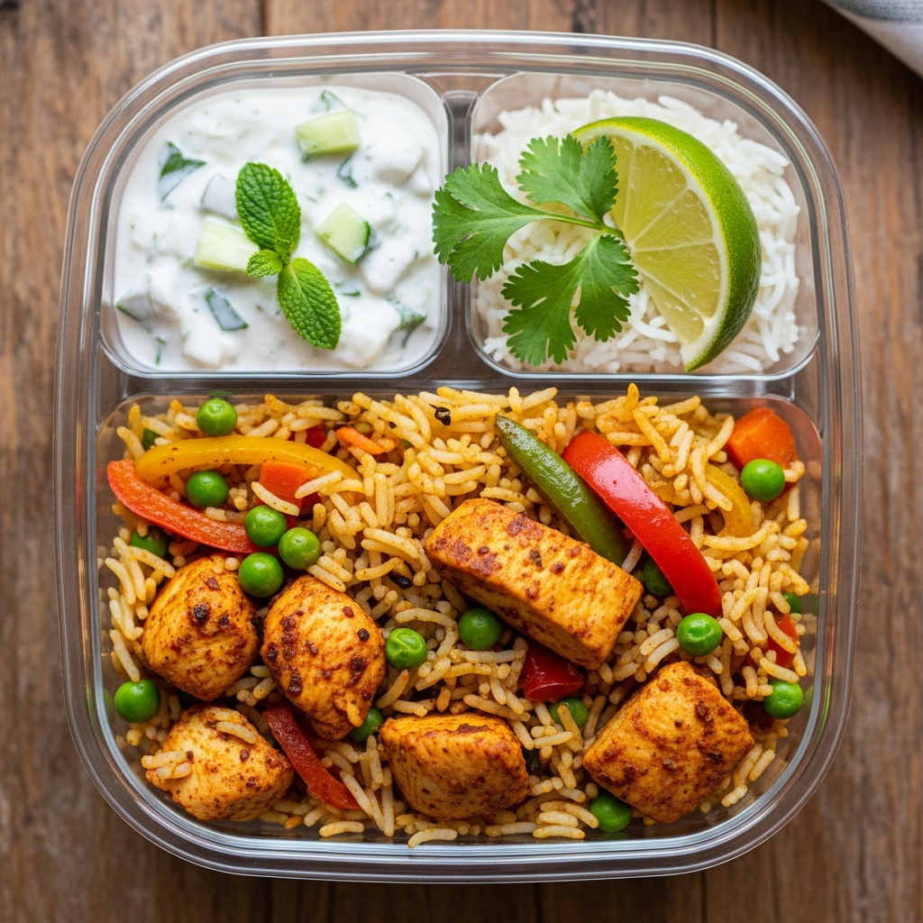 Indian Food Brampton Style Biryani Meal Prep Bowl