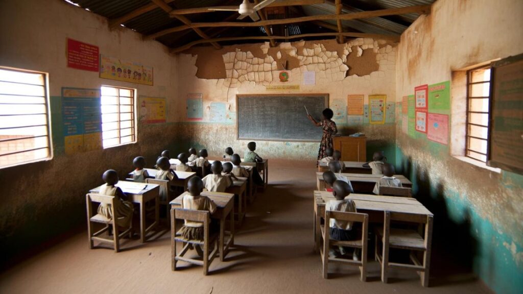 elementary school classroom in a slum mcq