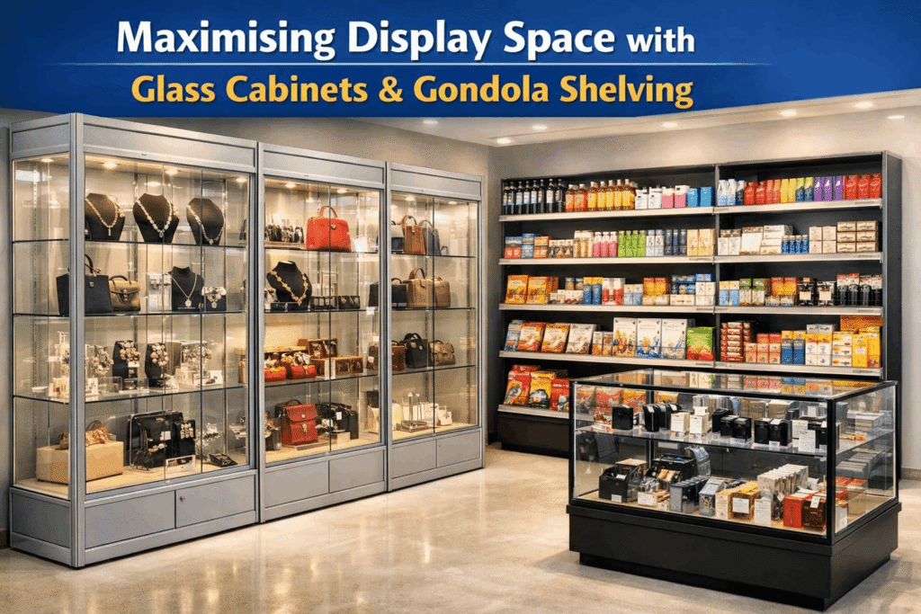 Maximising Display Space with Glass Cabinets & Gondola Shelving