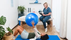 A,Young,Black,Client,Engages,In,Exercise,Rehabilitation,With,A