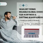 Man waking up energized beside Waklert 150mg Armodafinil tablets, promoting daytime alertness and support for excessive sleepiness disorders.