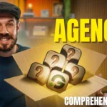 A man in a flat cap gives a thumbs-up beside an open cardboard box filled with question mark icons and a “G” logo. The image features bold text reading “TOP 10 GENERATIVE ENGINE OPTIMIZATION (GEO) AGENCIES” in large yellow letters and “COMPREHENSIVE GUIDE” in white.