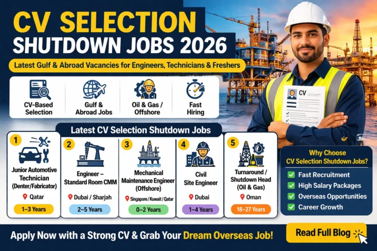 CV Selection Shutdown Jobs 2026: Top Latest Gulf & Abroad Vacancies