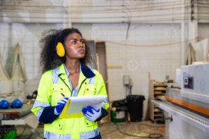 women-manager-safety-officer-inspector-work-safety-checking-in-factory-industry-photo