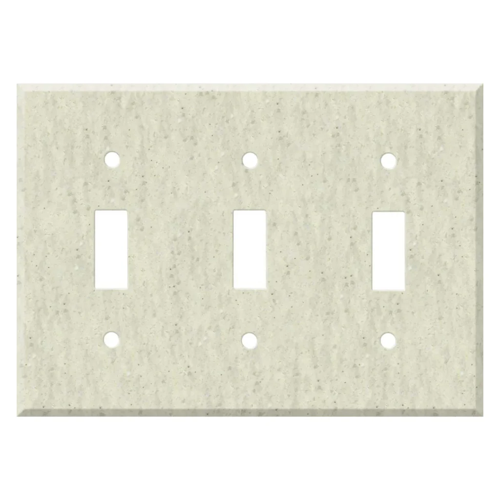 Beige stone triple toggle switch plate cover