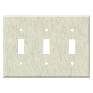 Beige stone triple toggle switch plate cover