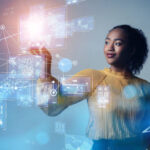 Digital transformation concept. System engineering. Binary code. Programming.