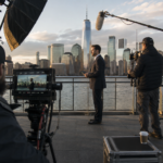 Film set on a rooftop terrace