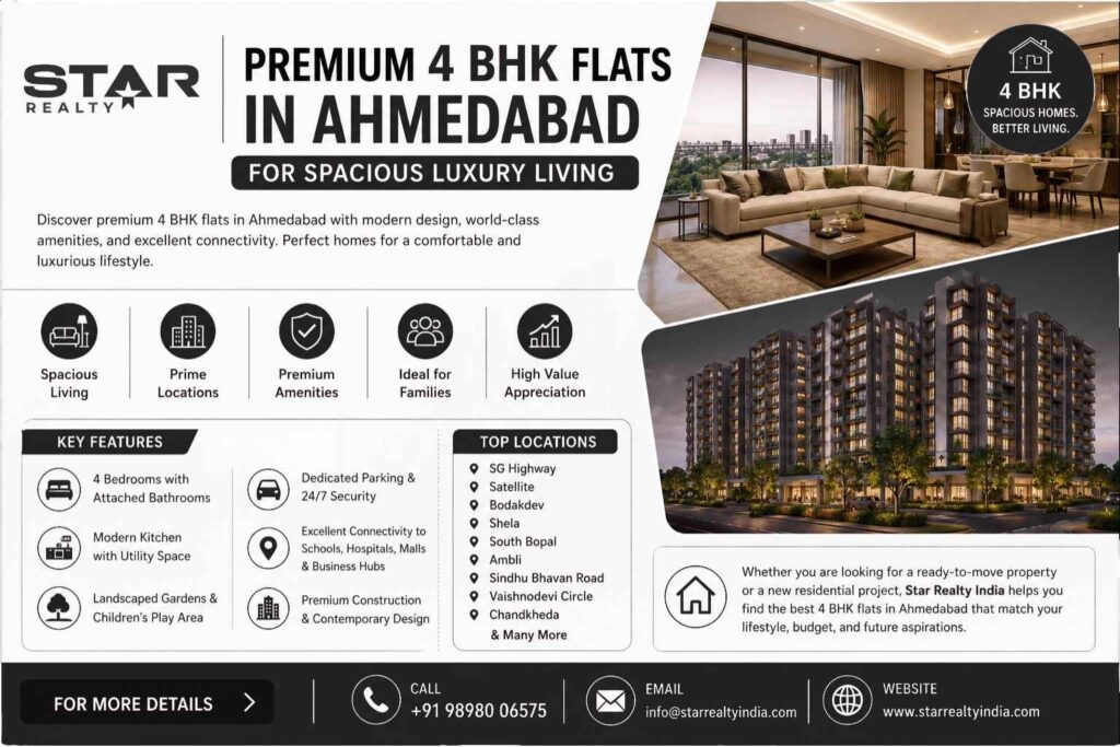 Premium 4 BHK Flats in Ahmedabad for Spacious Luxury Living - Star Realty India