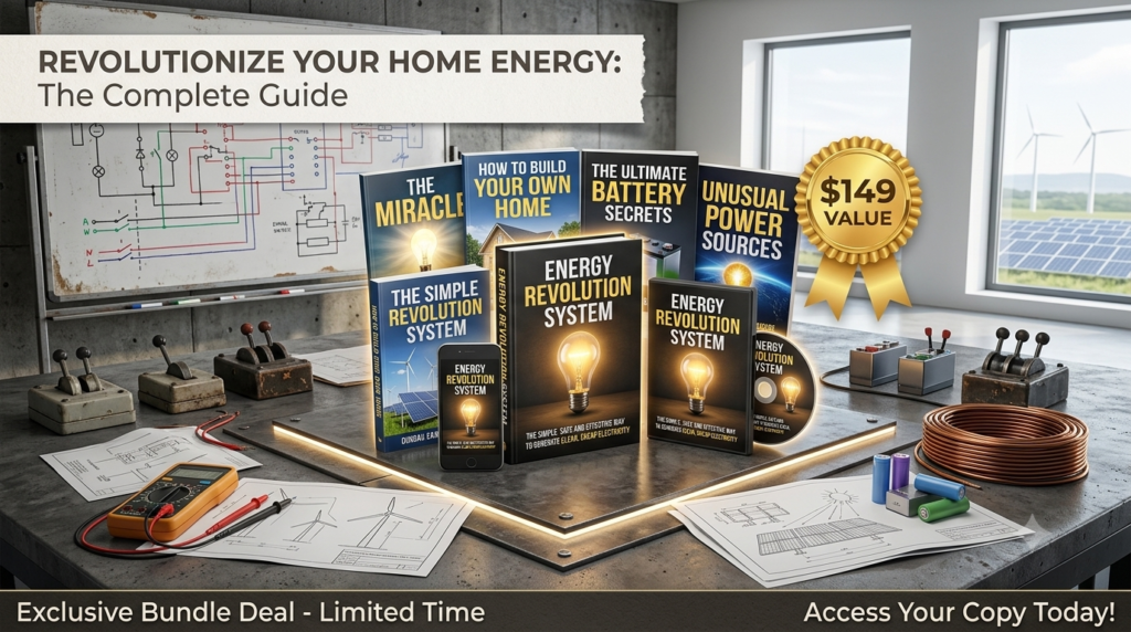 “Energy Revolution System DIY energy concept showing coil experiment, electrical learning, and customer review analysis illustration”