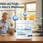 “ProstaVive prostate health supplement concept showing urinary flow support, prostate wellness, and male health illustration”