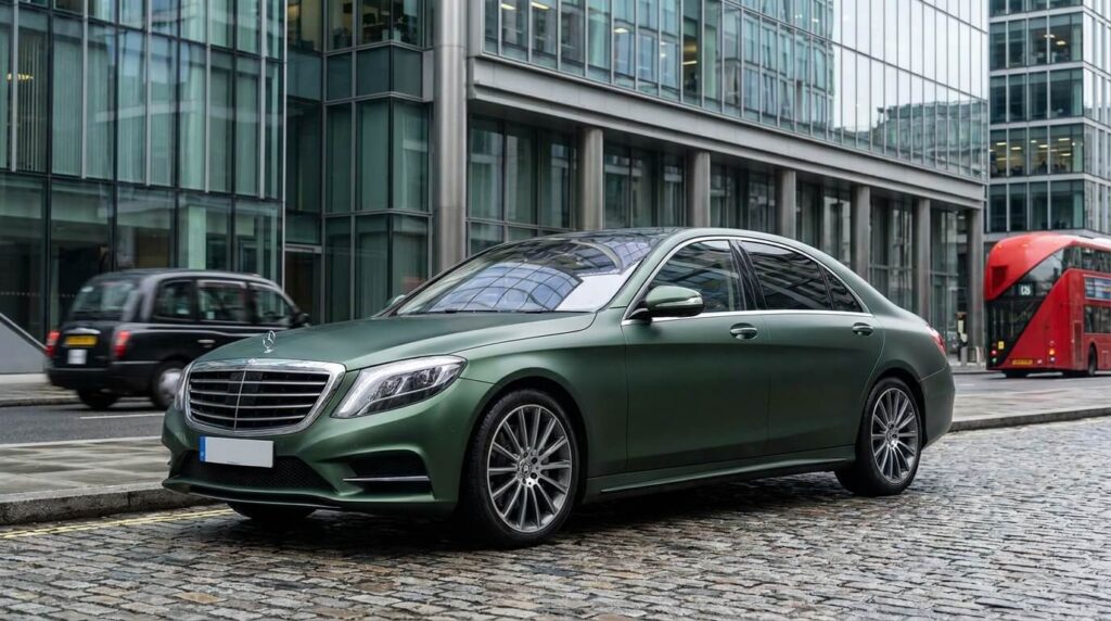 Executive_saloon_car_parked_building