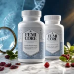 FemiCore supplement bottle for bladder health support, urinary wellness, and overall feminine well-being with natural ingredients for daily comfort and confidence.
