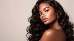 Close-up of the natural hairline on a lace frontal wig.
