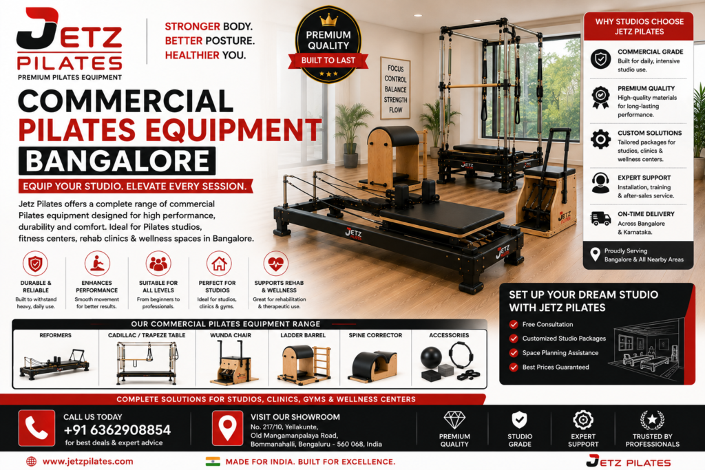 Jetz Pilates offers high-quality Reformers, Cadillac Reformer Combos, Wunda Chairs, Ladder Barrels, Spine Correctors, and accessories to help you create a world-class Pilates environment.