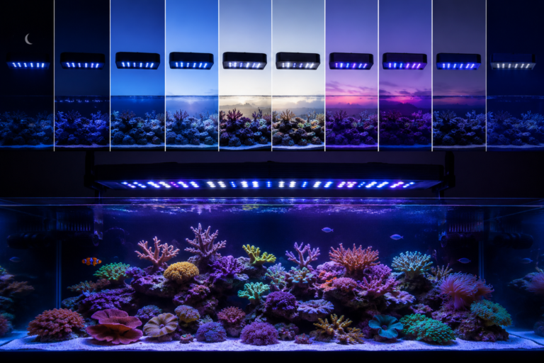 Reef LED lighting schedule: 24-hour photoperiod for coral growth