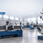Industrial lathe and milling machines in a modern manufacturing workshop