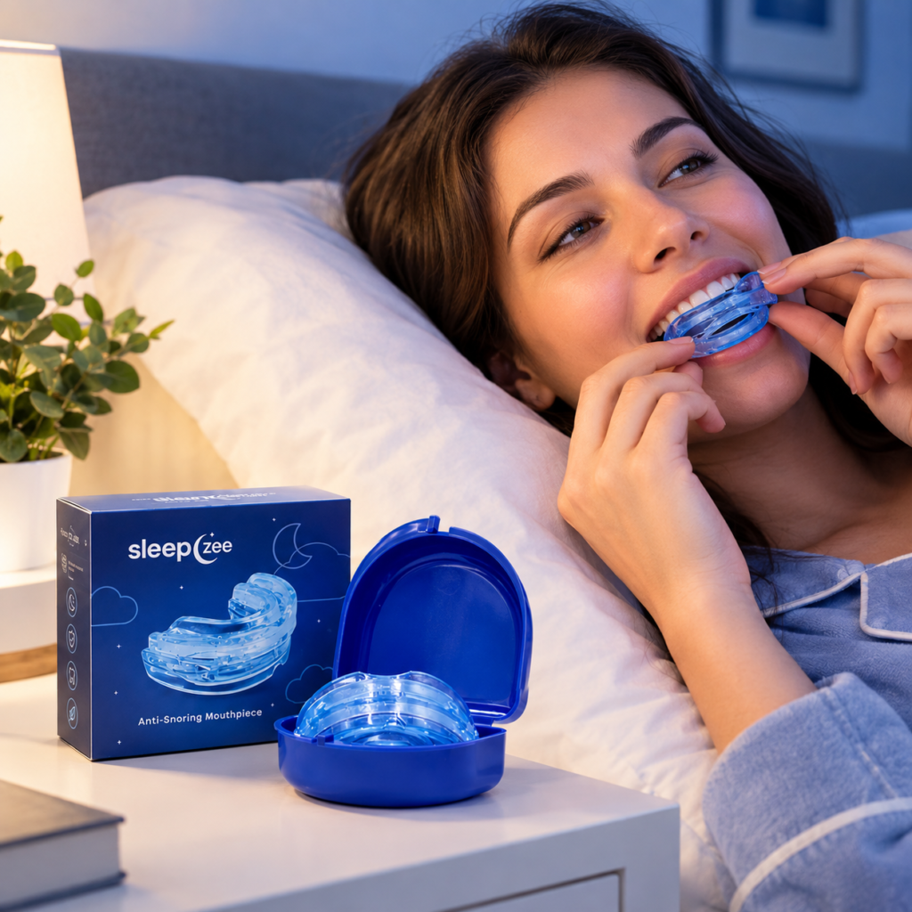 SleepZee anti-snoring mouthpiece for peaceful nights.