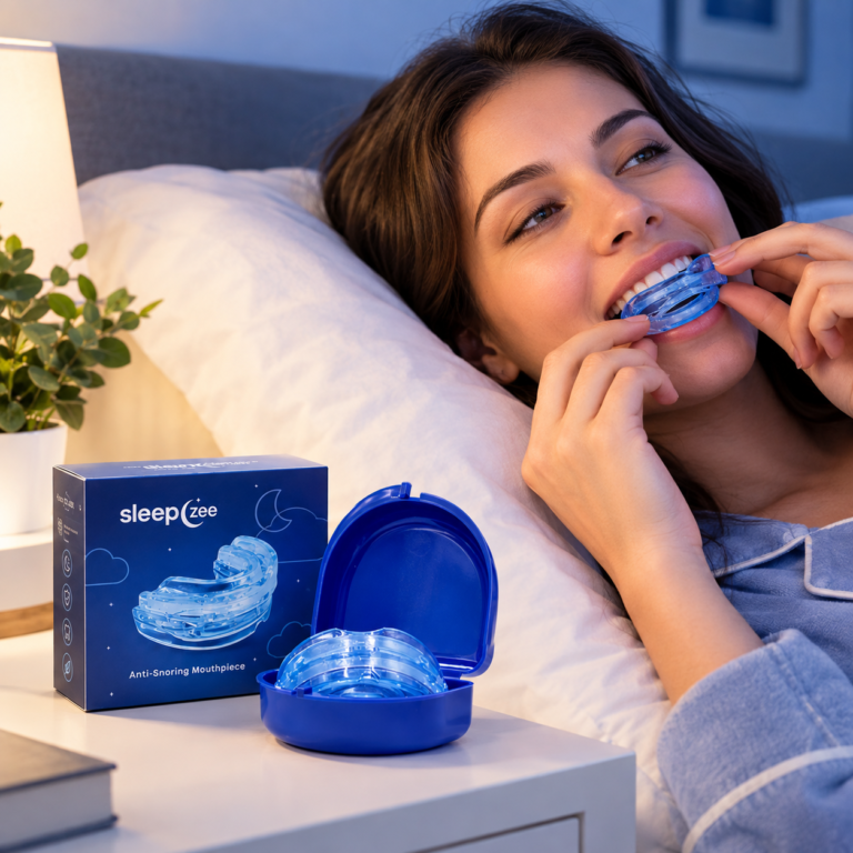 SleepZee anti-snoring mouthpiece for peaceful nights.
