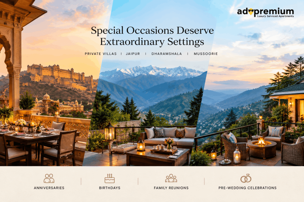 Jaipur Dharamshala Mussoorie Villa Celebration Milestone Retreat