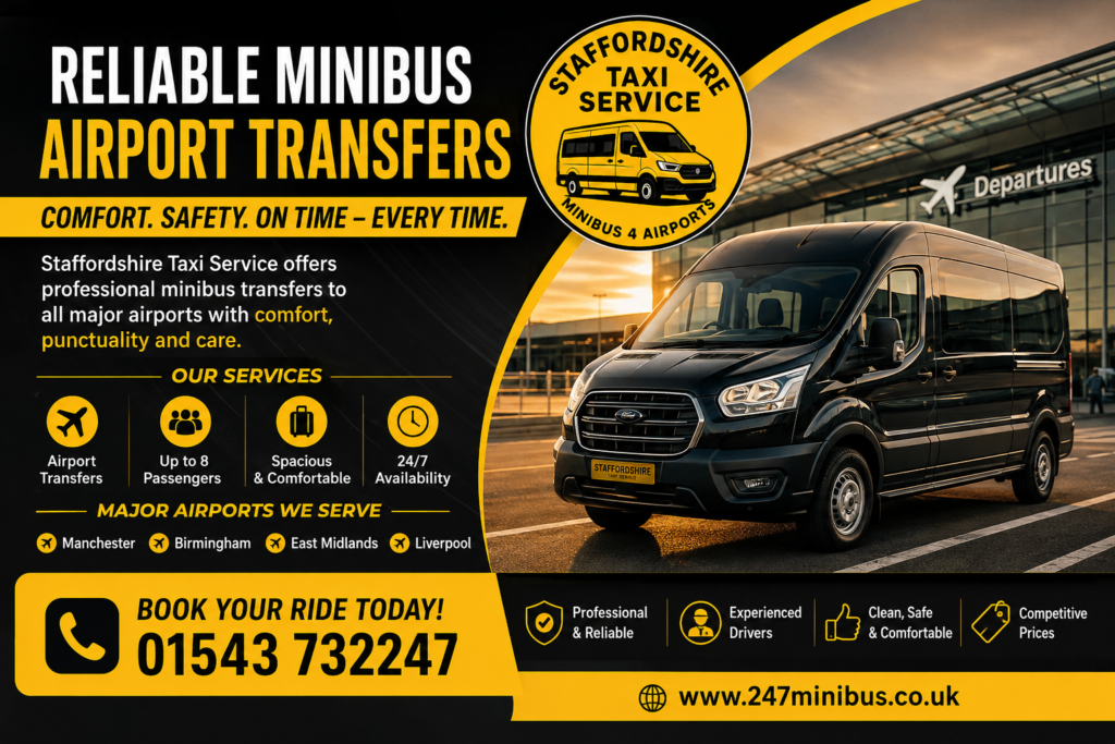 Staffordshire Taxi Service Minibus 4 Airports