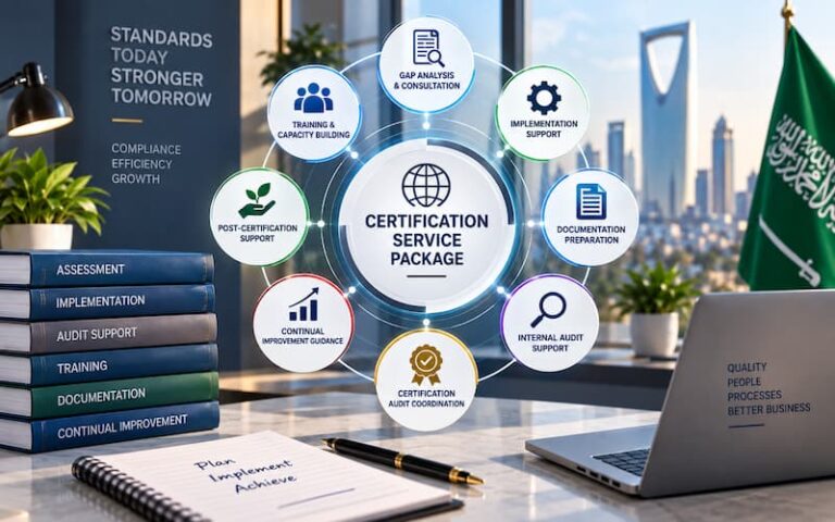 Complete ISO certification service package including documentation, implementation, training, audit support, and certification guidance.