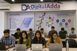 Digital marketing institute classroom with students learning