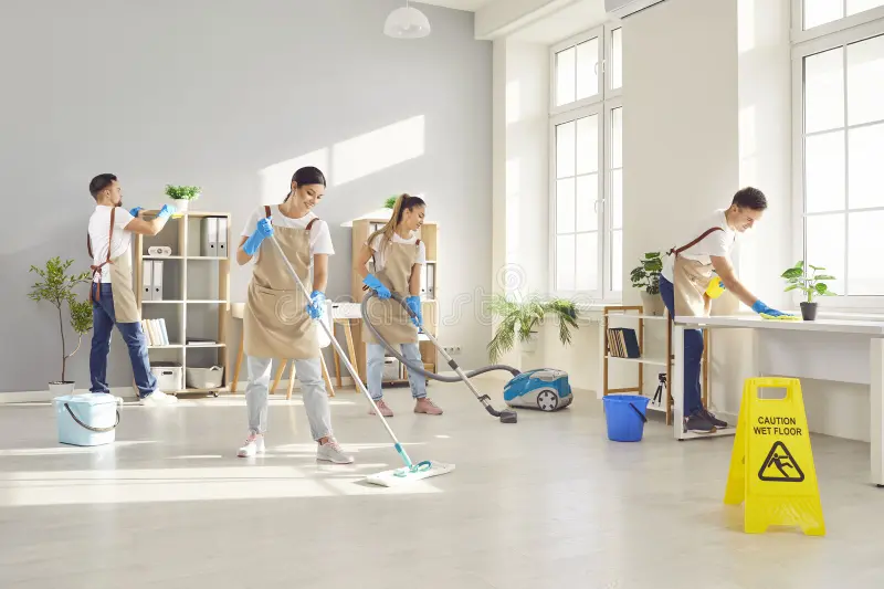 happy-smiling-young-cleaners-men-women-uniform-wiping-desk-mopping-floor-vacuuming-cheerful-team-professional-327177404