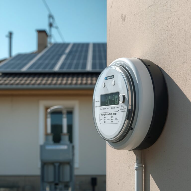 lucid-origin_A_photorealistic_close-up_image_of_a_digital_utility_electric_meter_mounted_on_a-0