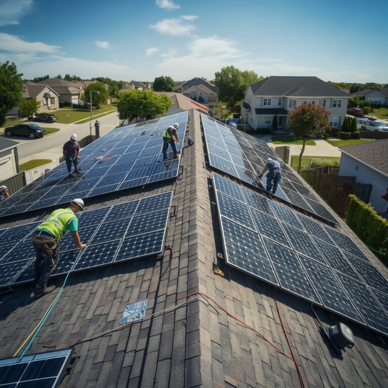 lucid-origin_Epic_photorealistic_commercial_solar_installation_scene_showing_a_team_of_four_p-0