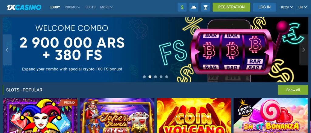 1xCasino Games online gaming platform with sports betting and casino game categories