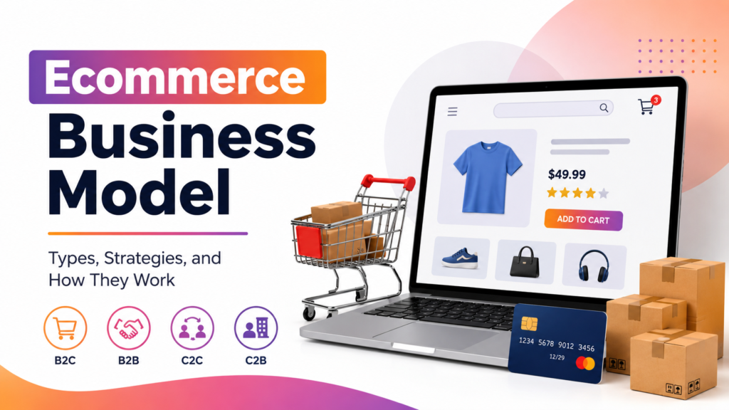 Explore the ecommerce business model, its main types, revenue streams, and practical examples to understand how online businesses operate and grow.