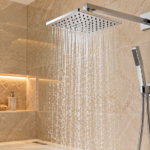 Contemporary Luxury Shower in Warm Marble