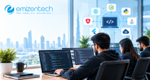 Innovative Developers in a Modern Workspace