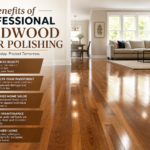 Benefits of professional hardwood floor polishing, including enhanced shine, durability, and floor protection.